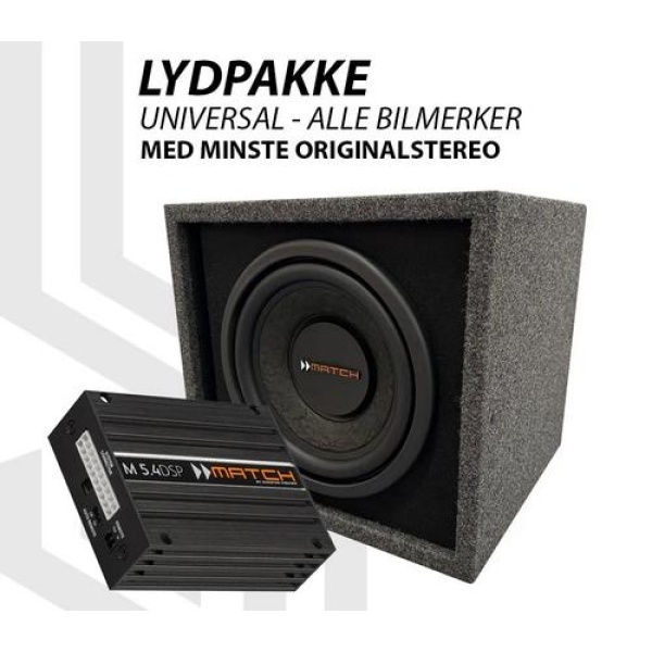 Match 10`` universal lydpakke - Lydoppgradering med DSP-forsterker og 10`` basskasse