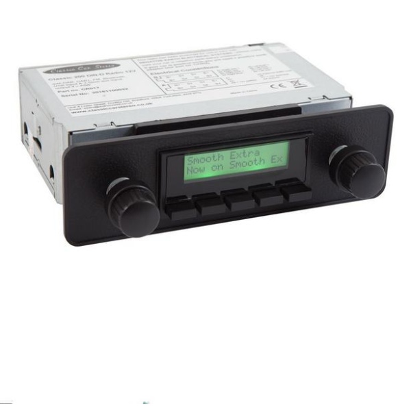 Classic Car Stereo retroradio med DAB+ og Bluetooth. Sort front