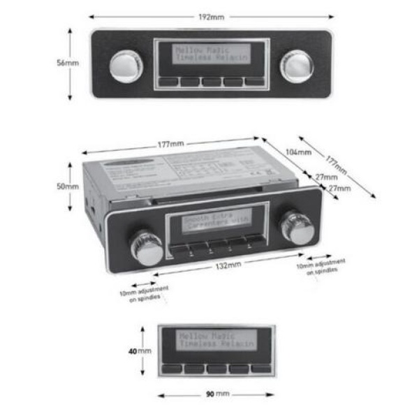 Classic Car Stereo retroradio med DAB+ og Bluetooth. Sort front - Bilde 3