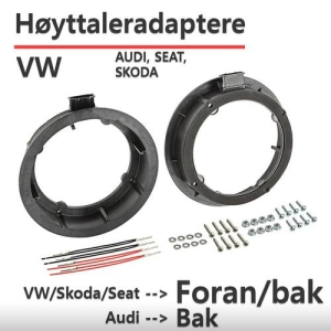 ACV VW høyttaleradaptere (165mm) - VW/Audi ca 99-05 / Skoda 07-14 / Seat 99-09. (Se komp.liste)
