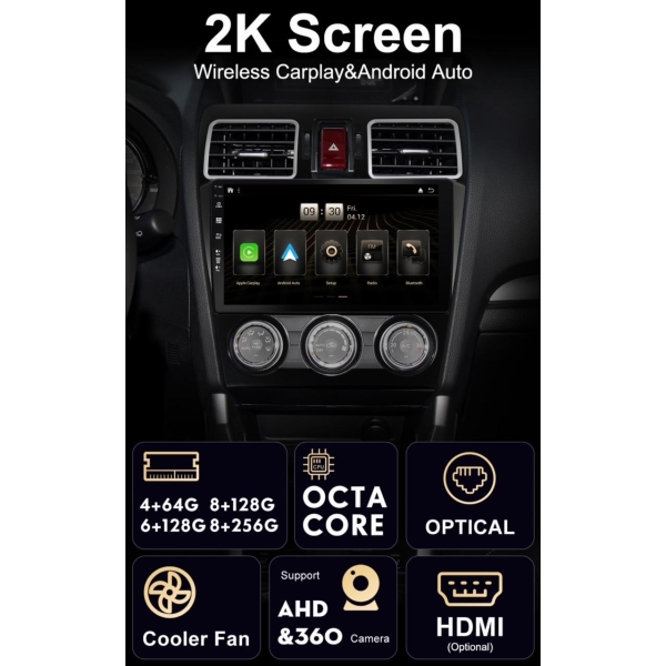 Android Bilradio med DAB+ og 10,1" skjerm. Apple Carplay / Android Auto