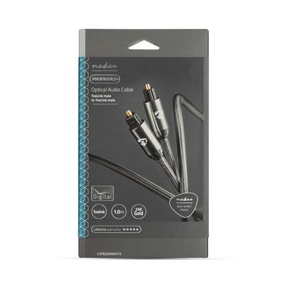 Optisk lydkabel - TosLink Han | TosLink Han | 1.00 m | Rund | Bomull | Gun Metal Grå - Bilde 2