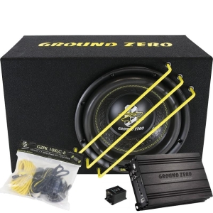 Ground Zero Basspakke 10" Radioactive SPL - basskasse + forsterker + kabler