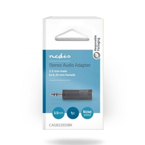 Stereo Audio Adapter - 3.5 mm Han | 6.35 mm Hun | Nikkel belagt | Rett |