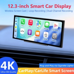 12,3 " universal Apple Carplay /Android Auto skjerm m/2 kanals dashcam